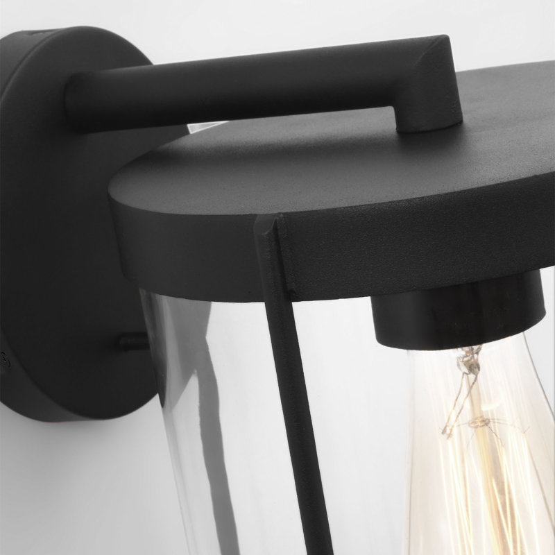 Luning Medium Lantern from Generation Lighting , Textured Black, 12" H x 8.125" W x 9.75" D, Transparent