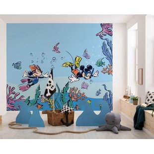 Disney Mickey and Minnie Coral Reef non-woven 8.2cm x 9.84cm Low-Gloss Wallpaper Roll