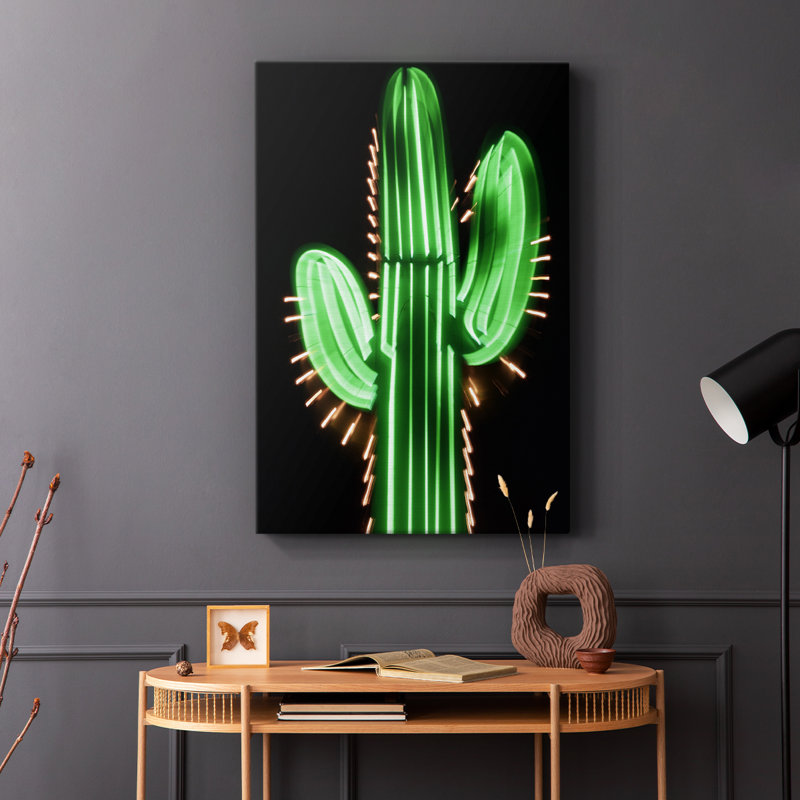 Cactus néon - Cavas enveloppés de galerie, H 48 po x l 32 po