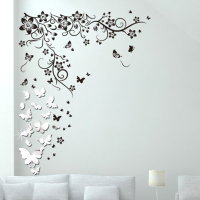 Décalcomanie murale en papillons de vigne miroir
