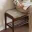 Banc en bois massif rembourré 100% polyester crème et blanc crème-1964391381