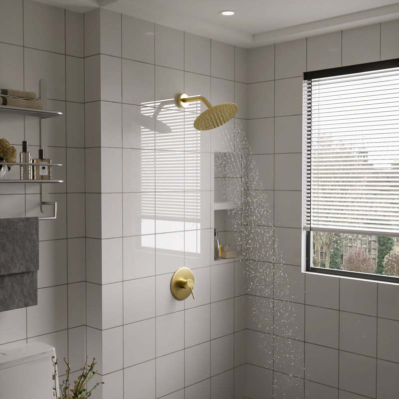 1.5 GPM Rain Adjustable Shower Head with Self-Cleaning, Brushed Golden