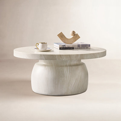 32" Faux Travertine Coffee Table