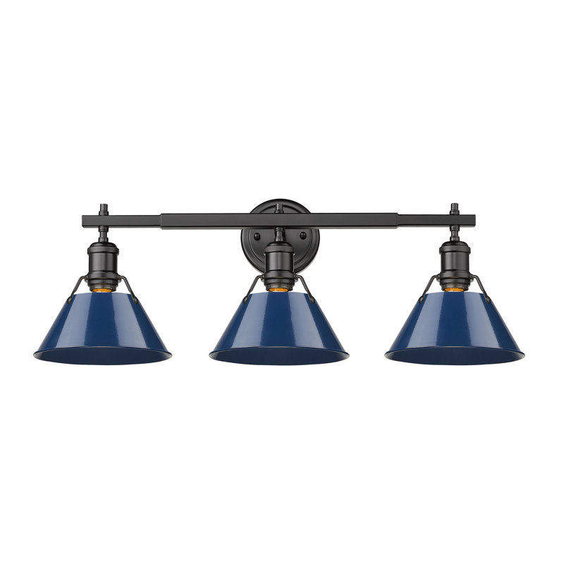 Luminaire à 3 lumières Felda, Bleu marine mat, Noir mat