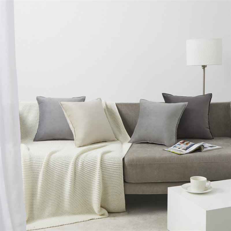 Velvet Reversible Pillow Cover, Grey, 18"H x 18"W