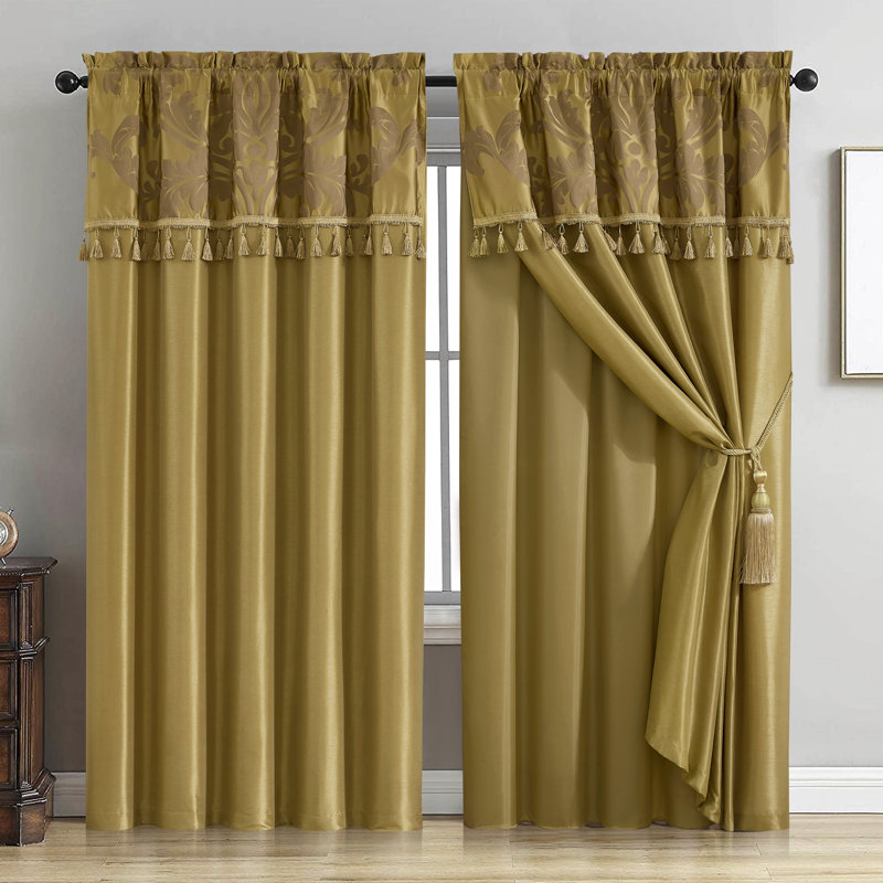 Royale Room Darkening Curtain Pair, Gold