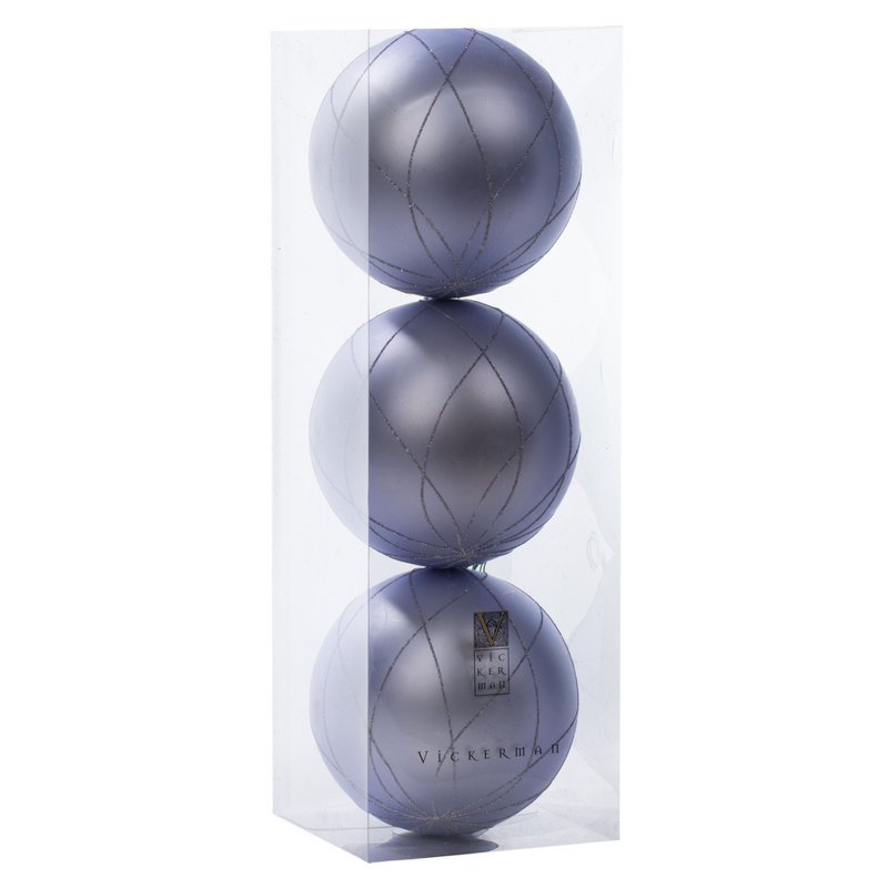 The Holiday Aisle® 6 "Lilas Matt Glit Swirl Ball 3Bx