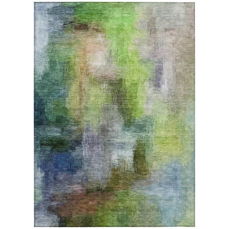 Machine Washable Indoor/Outdoor Chantille ACN2738 Modern Rug, Green, 9' x 12'