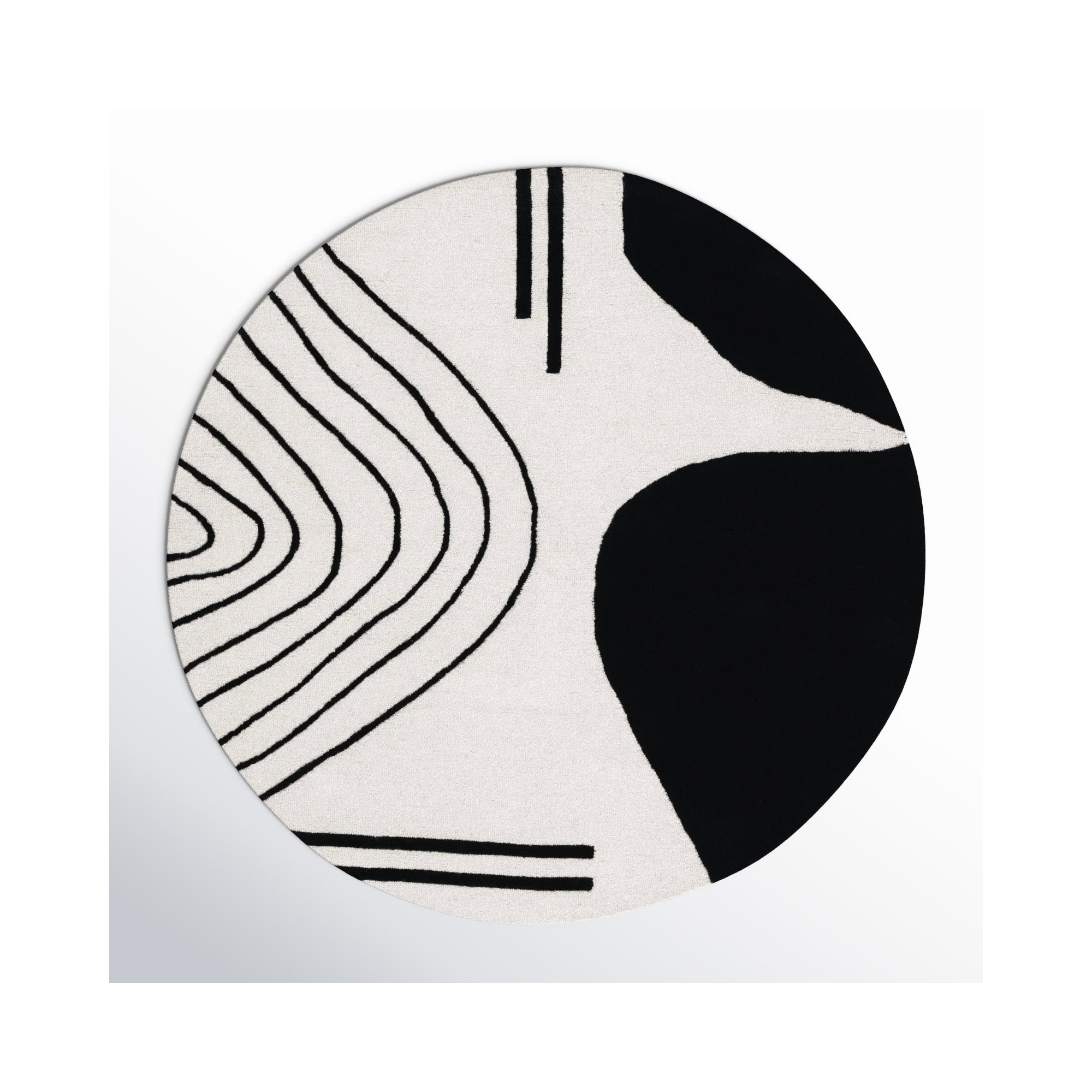 Felipe Handmade Wool Ivory/Black Rug, Round 6'