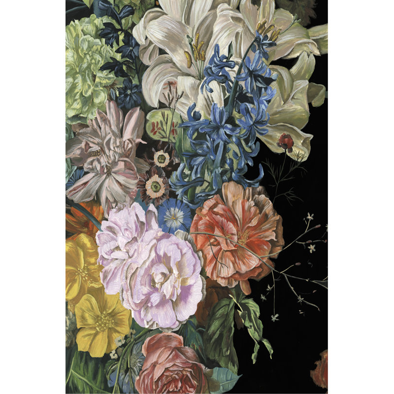 Baroque Floral II by Melissa Wang - Painting, 46cm H x 30cm W, Black Floater Framed
