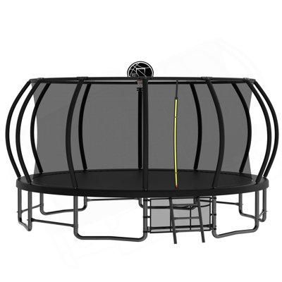 16FT Outdoor Trampoline For Kids And Adults, Pumpkin Trampolines With Curved Poles Heavy Duty Trampoline Anti-Rust Coating ASTM Approval