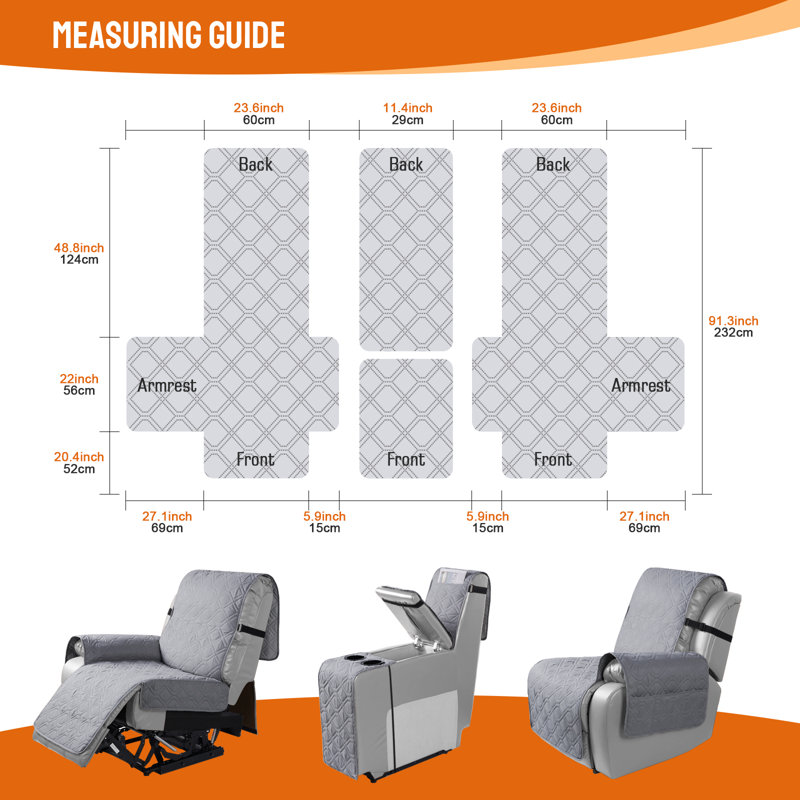 Housse pour causeuse inclinable et antidérapante Wildee, Gris clair