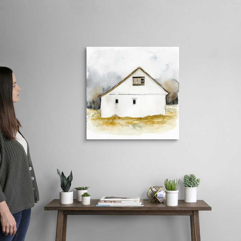 Reproduction d’art sur toile, "Barn Watercolor I" par Victoria Barnes, Toile tendue, H 24 po x l 24 po x P 1,25 po