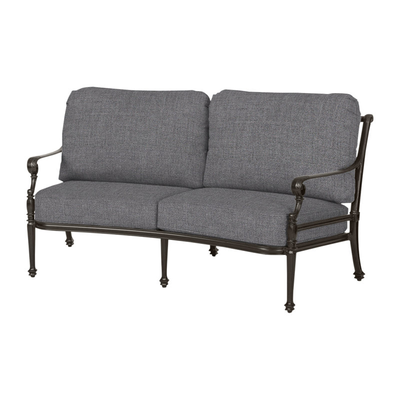 Grand Terrace Curved Loveseat with Sunbrella Cushion, Desert Bronze, Cast Slate Sunbrella® Plainweave