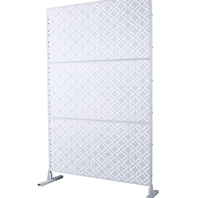 Écran d'intimité en métal l 76 po H48 po - autoportant pour patio, jardin, terrasse blanc Ps107