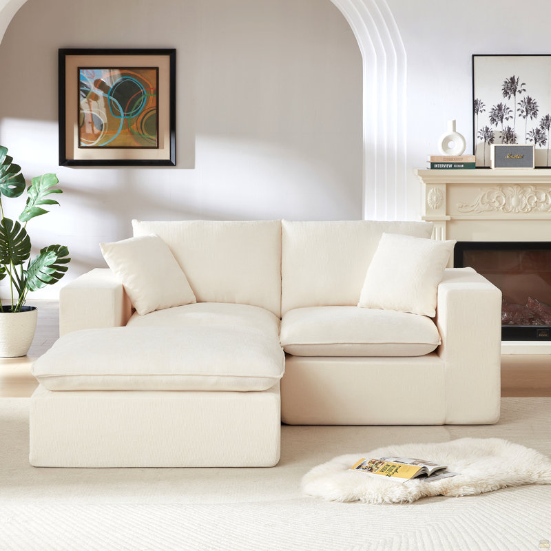 Chenille Cloud Sofa, Freely Combinable, White