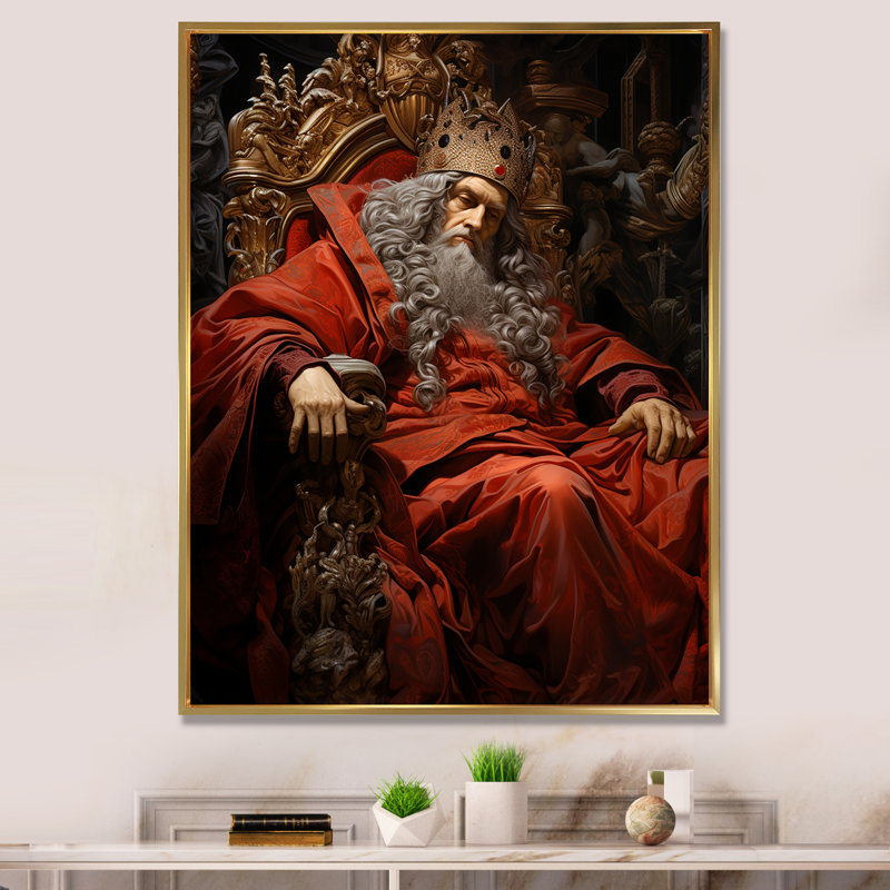 «Modern Judaism Solomons Royal Throne I», reproduction d'art sur toile, Cadre flottant doré, H 32 po x l 24 po