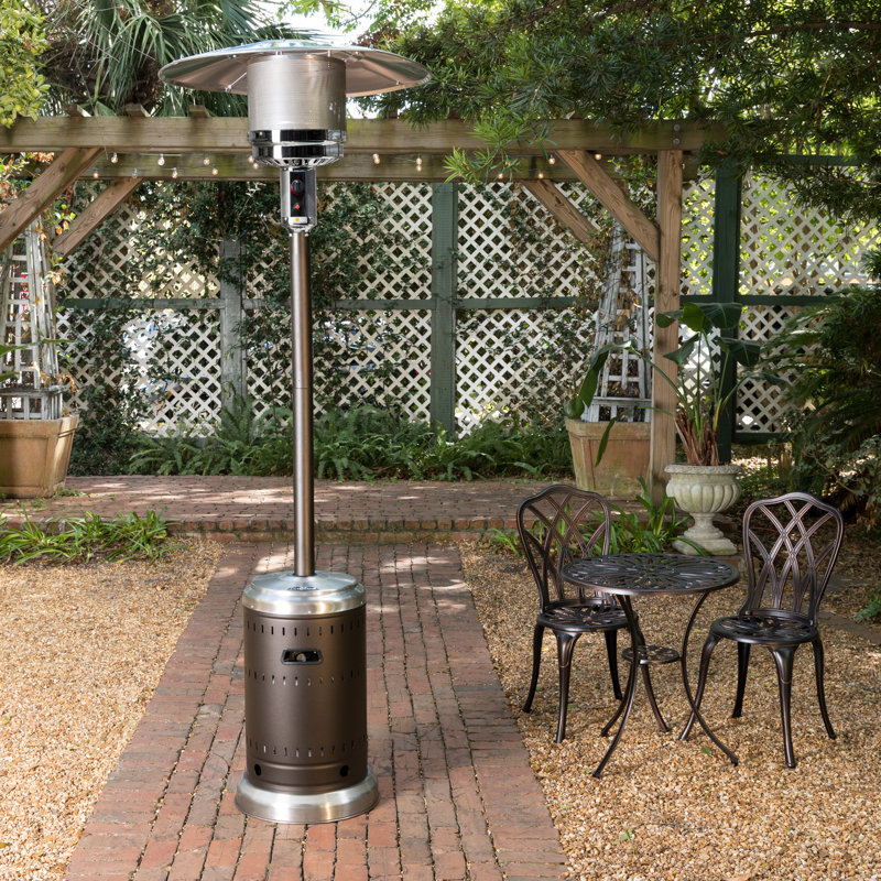 Fire Sense Patio Heater with Wheels 46,000 BTU Output Electronic Ignition System Propane Heater-aged chestnut, Aged Chestnut