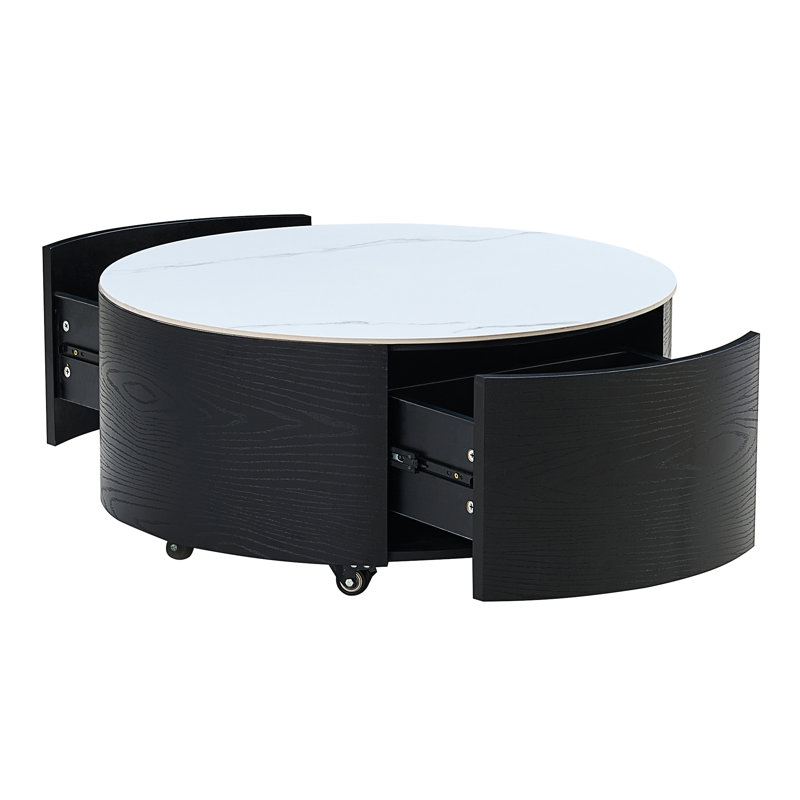 Table basse ronde avec rangement, Noir