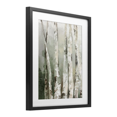 Birch Green Forest, reproduction sous verre encadrée, design par Luna Mavis