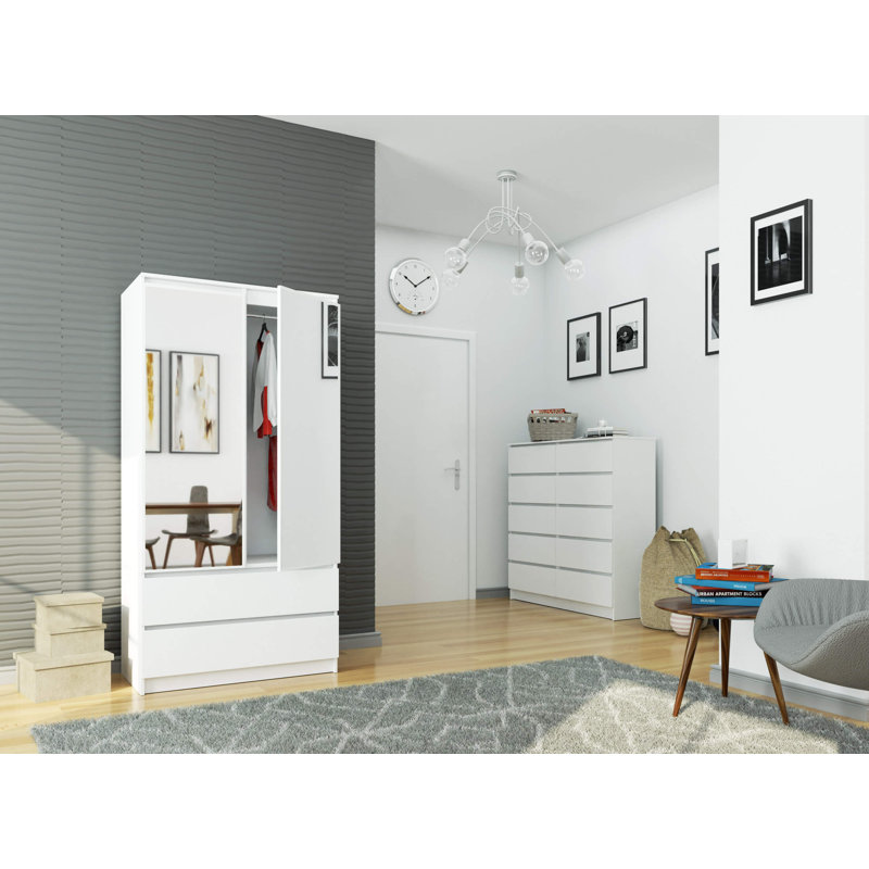 Hollington 2 Door Manufactured Wood Wardrobe, White/Laminated