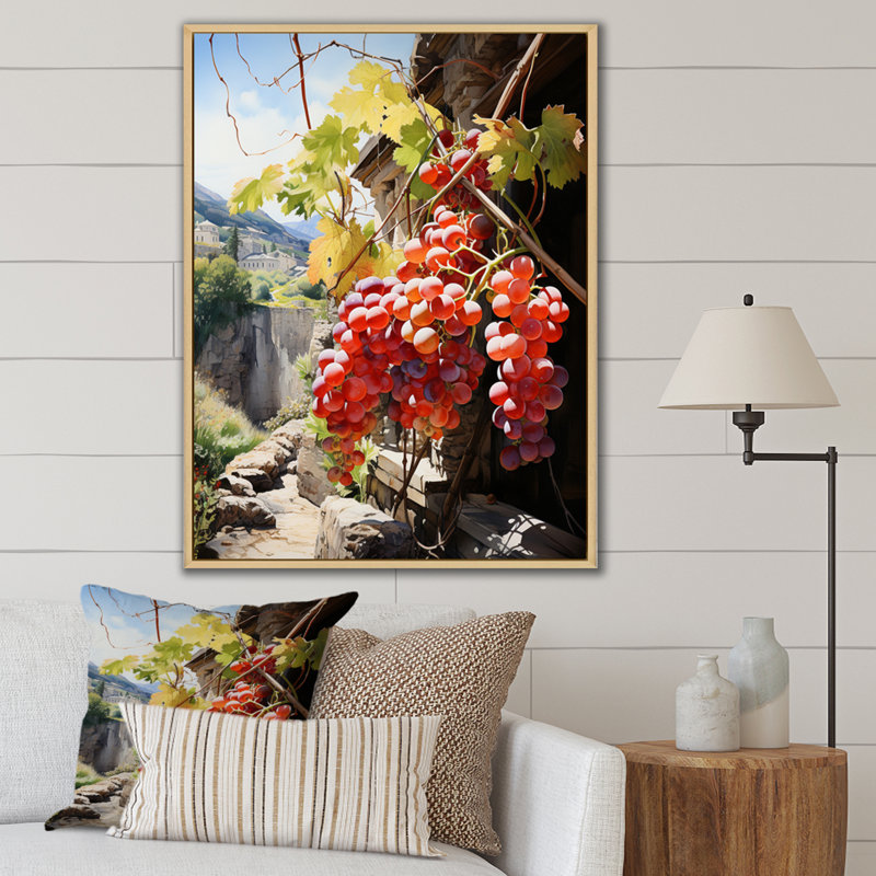 Impression sur toile, "Pink Vineyard", Cadre naturel flottant, H 40 po x l 30 po x P 1,5 po