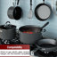 Ensemble de casseroles et poêles antiadhésives anodisées Cook N Home Professional, allant au lave-vaisselle avec poignées Stay-Cool, 12 pièces, noir