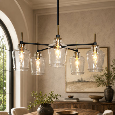 5-Light Wagon Wheel Shaded Chandelier