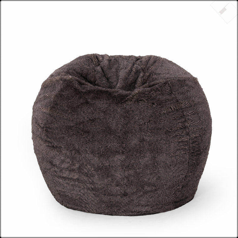 Vida 3 Foot Rounded Faux Fur Bean Bag, Brown/Beige, Soft And Stylish With High-Density Foam For Ultimate Comfort