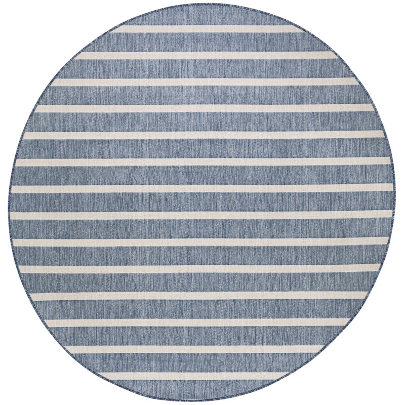  Positano 8' x Round Navy Ivory Modern Rug, Round 8'