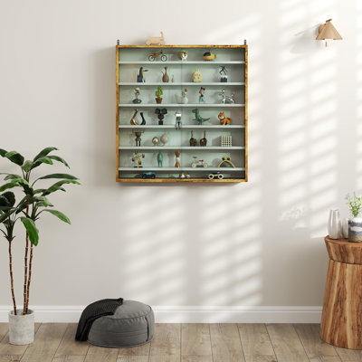 HOMCOM 7 Tier Wall Mounted Display Cabinet Glass Doors 80x83cm