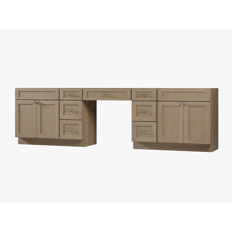 120" Double Bathroom Vanity Base Only, Natural Oak