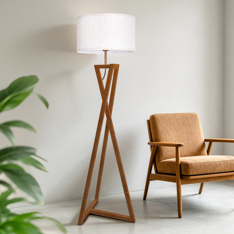 153cm Powder Coated Tripod Floor Lamp, Tan