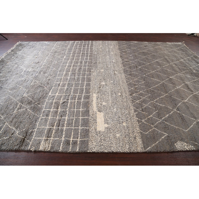 Tapis marocain en laine Trellis noué à la main 10 x 15