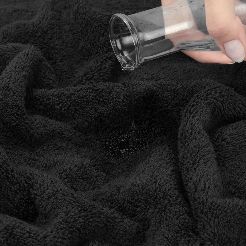 Edison 100% Turkish Cotton Quick-Drying Bath Towels (Set of 4), Black
