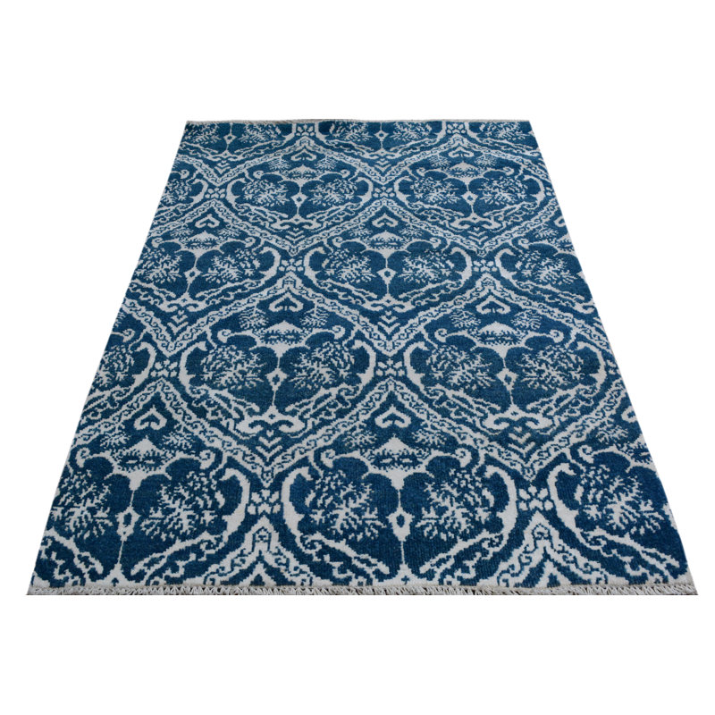 Nabila One-of-a-Kind 4'2" x 6' Area Rug in Blue/Ivory