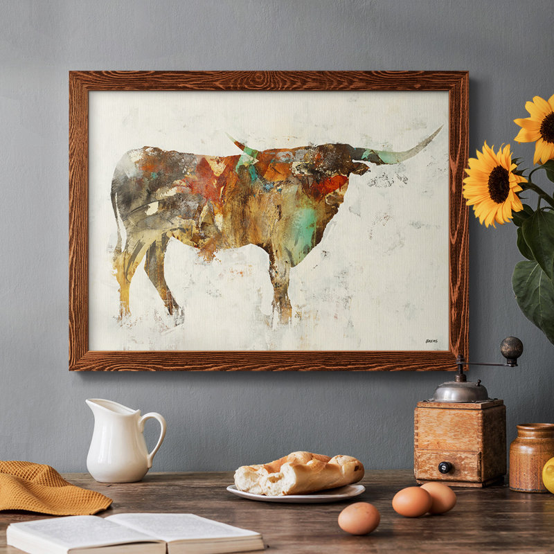 Longue corne - reproduction de cadre flottant sur toile, Érable, H 14 po x l 20 po x P 1,5 po