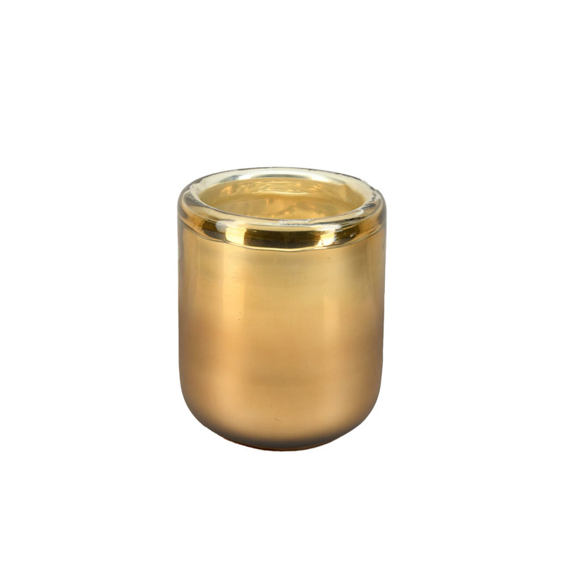 Porte-bougie murale en verre Mercury, H 6 po x l 5 po x P 5 po, Or