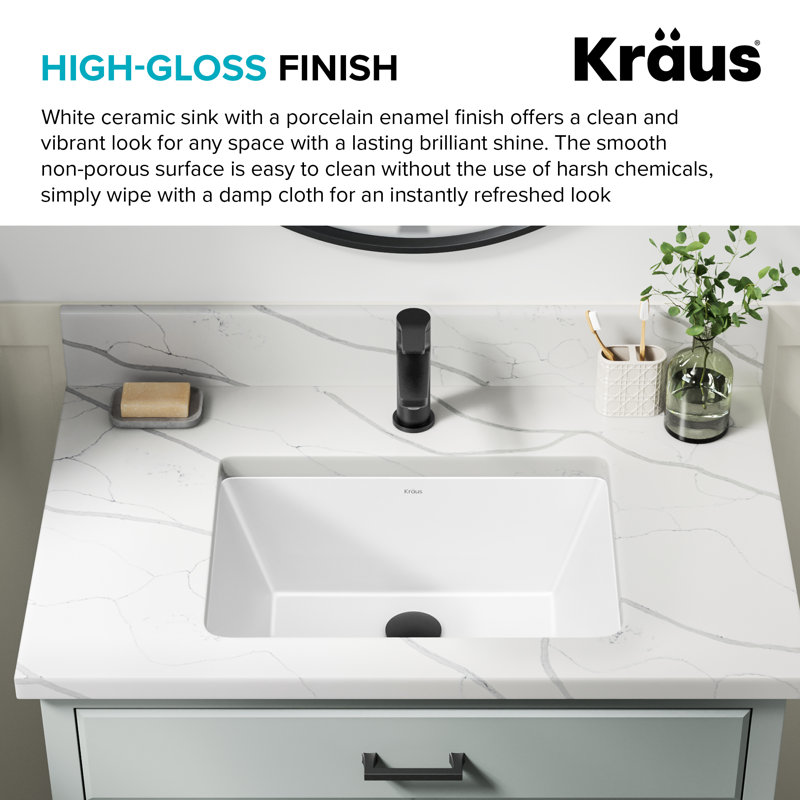 Kraus Elavo 20.25" White Ceramic Undermount Bathroom Sink