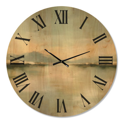 Grande horloge murale en bois imprimée Canada - Rosée du matin du lac Alice