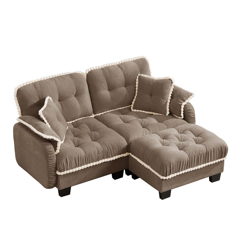 Canapé d'angle Chenille Cloud avec pouf amovible et coussins