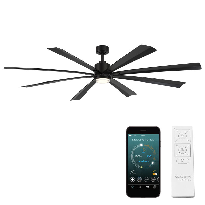 Size Matters 8-Blade Smart Ceiling Fan, 84", No, Matte Black