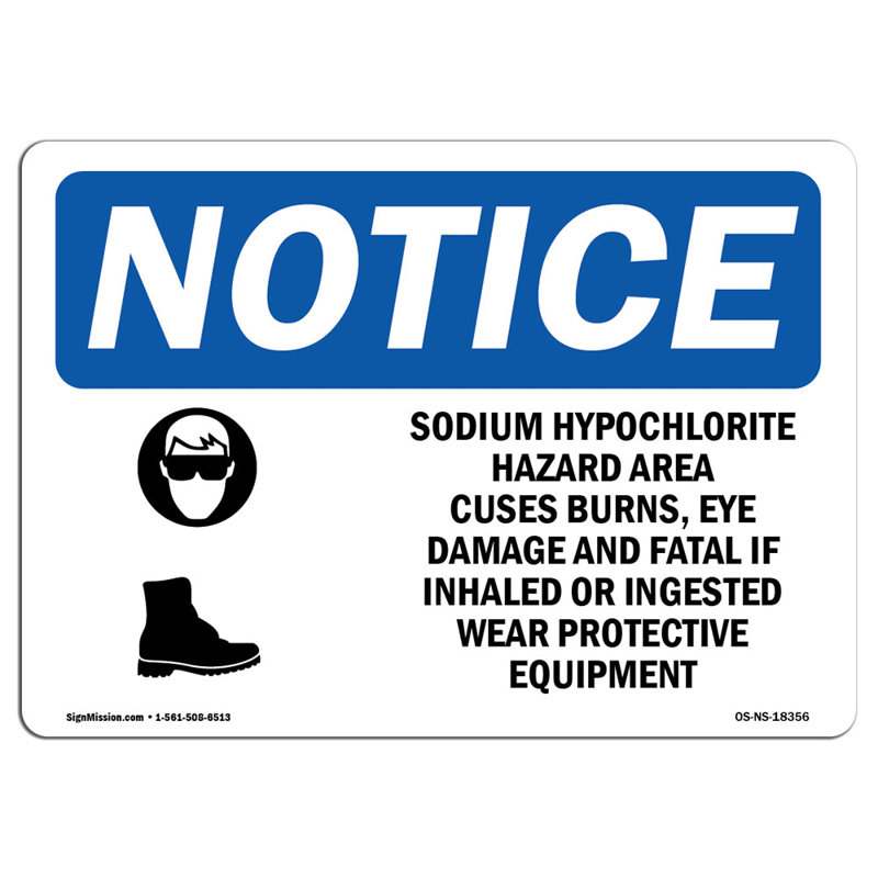 Sodium Hypochlorite Hazard Area Sign