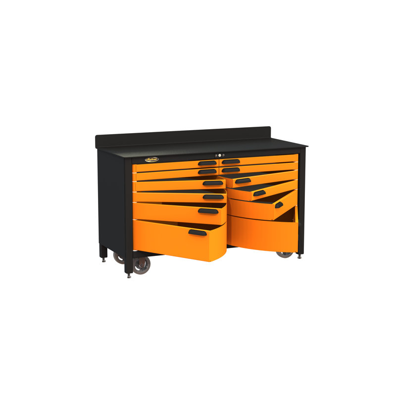 24'' W Metal Top Height-Adjustable Workbench with Wheels