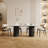 71" Mid Century Dining Table with Glossy Stone Tabletop, Rectangular  Kitchen Table with Solid Wood Double Pedestal for 6-1093348284