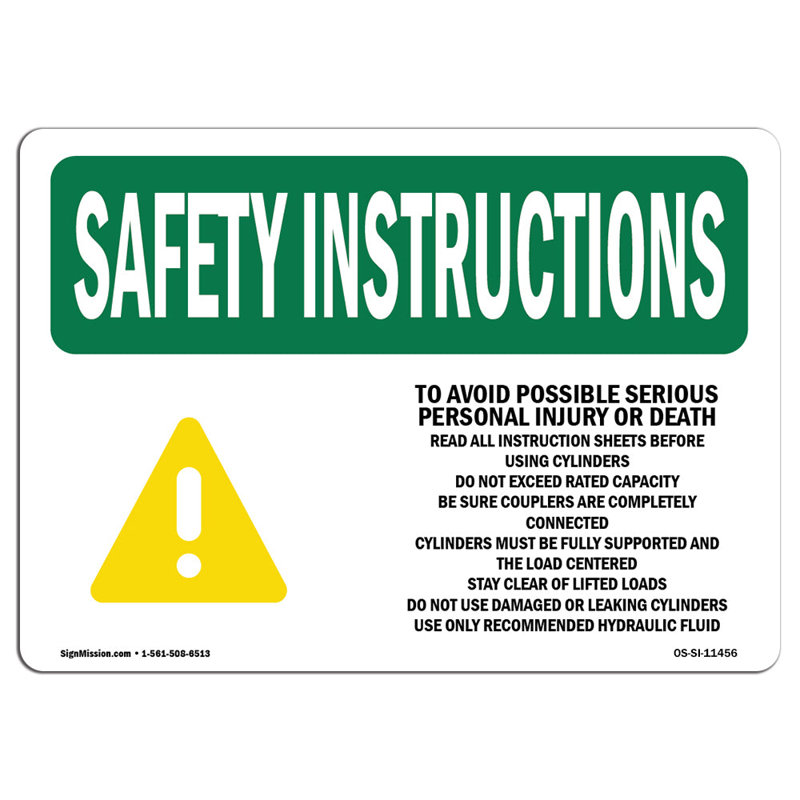 Panneau de consignes de sécurité Osha, H 12 po x l 18 po x P 0,1 po