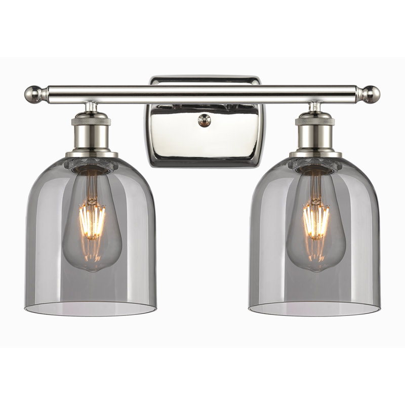 Éclairage pour meuble-lavabo à 2 lumières à intensité variable Allysson, Gris fumée clair, Nickel poli