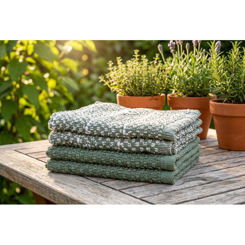 Ensemble de 5 torchons de cuisine S&CO bleu marine, 100 % coton, 30 x 30 cm, ultra-absorbants, pour nettoyer et laver la vaisselle.