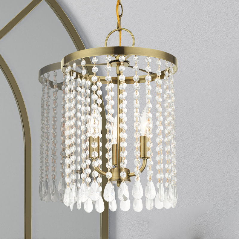 Lustre tambour 3 lumières classique, Laiton antique