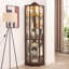 Vitrine de coin 71,9 "moderne avec éclairage et tablettes réglables en verre-575926831